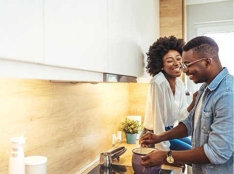 A couple experiencing boutique rental living at The Albright in East Hamilton.