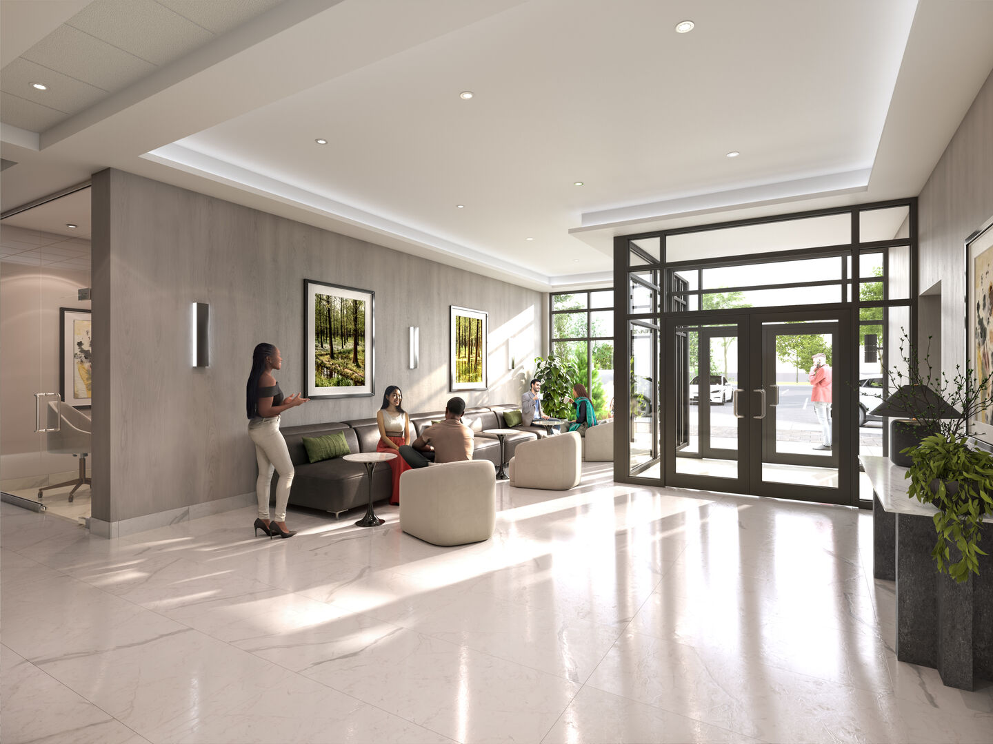 The Lobby at The Albright with contemporary finishes and a welcoming atmosphere